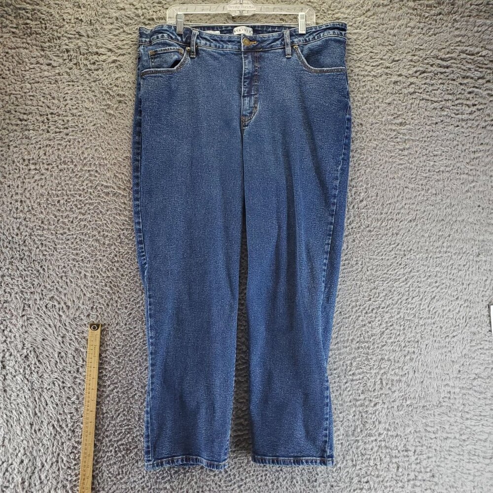 AVA & VIV Jeans Womens 18 Blue High Rise 90s Straight Denim Stretch